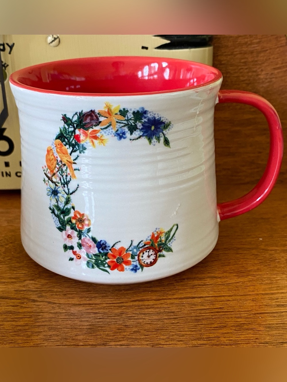 Anthropologie Nathalie Lete / Monogram Letter “C” Ceramic Mug / Floral Donkey